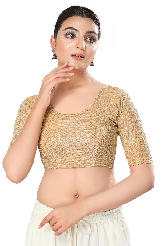 Elevate Your Ethnic Look with the Stunning Shimmer-Rose Gold Readymade Blouse