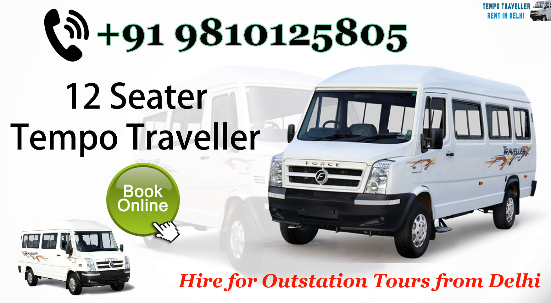 12 Seater Tempo Traveller Hire | Luxury tempo traveller for outstation