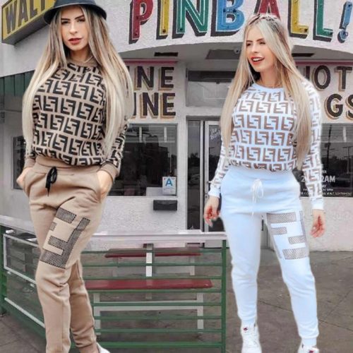 Women’s Printed Sweatershirt Two-Piece Suit