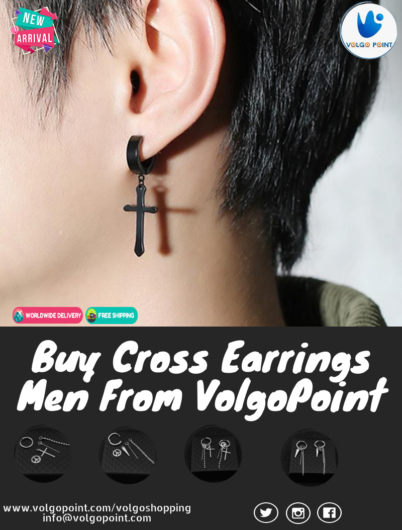 cross earrings men