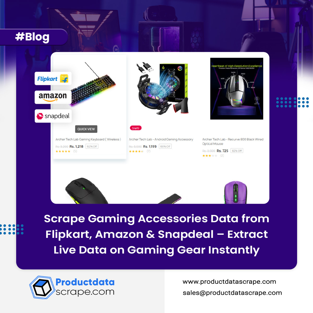 Scrape Gaming Accessories Data from Flipkart, Amazon & Snapdeal