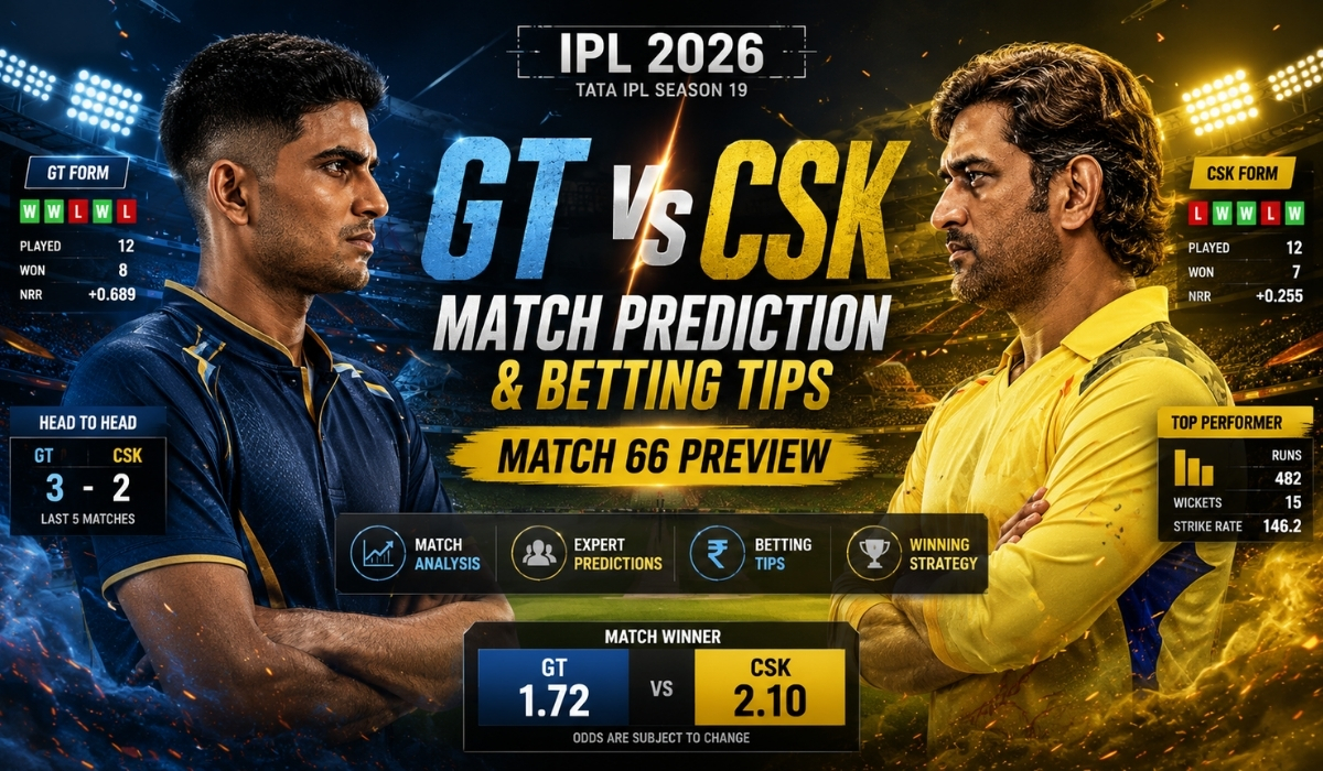 GT vs CSK IPL 2026 Match Prediction & Betting Tips - Match 66 Preview