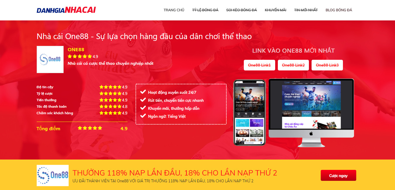 Chuyên về cá cược thể thao trực tuyến - One88