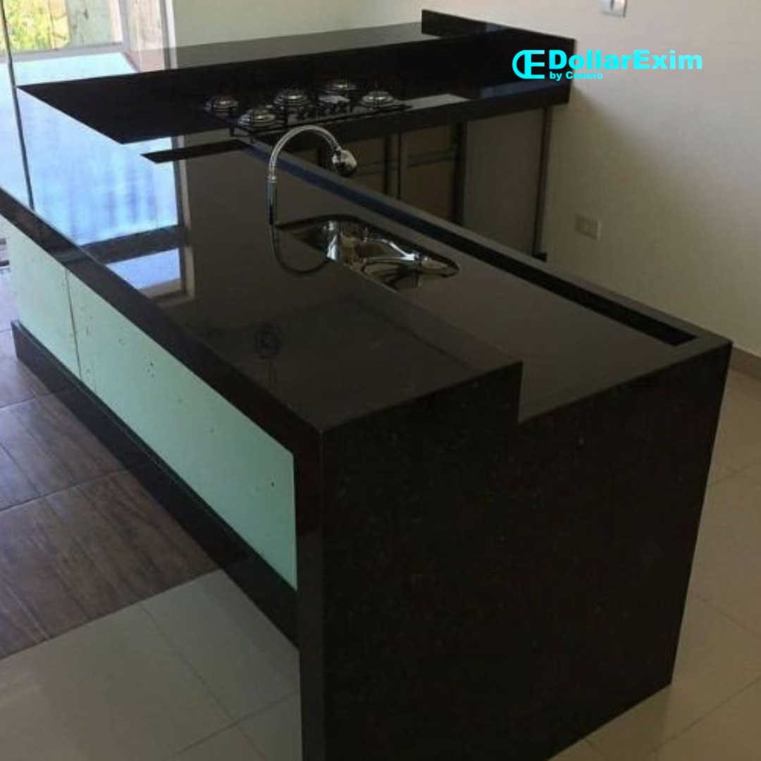 Absolute Black Granite Kitchen Island with Sink - dollarexim