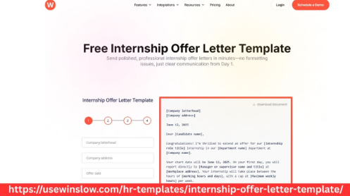 Download Internship Offer Letter Template for HR Teams