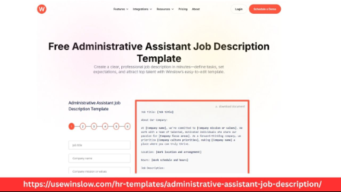Accurate Administrative Assistant Job Description Template by Winslow
