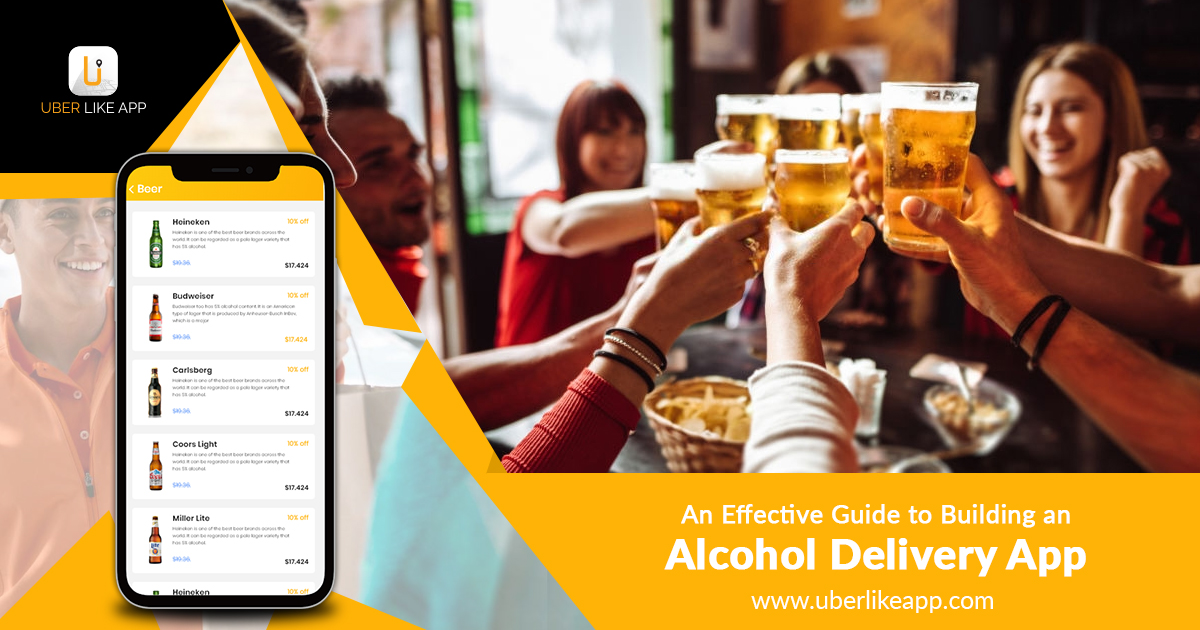 Four vital panels of an Uber for alcohol delivery app