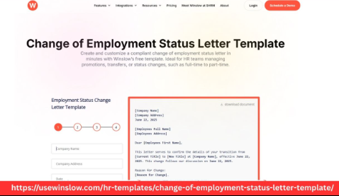 Easy Change of Employment Status Letter Template Format