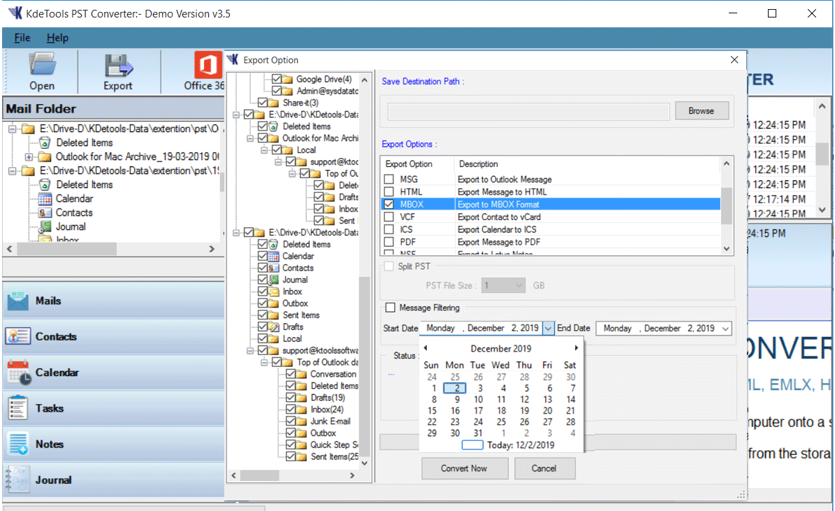 Convert PST in MBOX