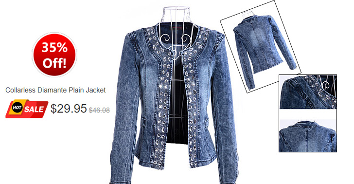 Collarless Diamond Plain Jacket