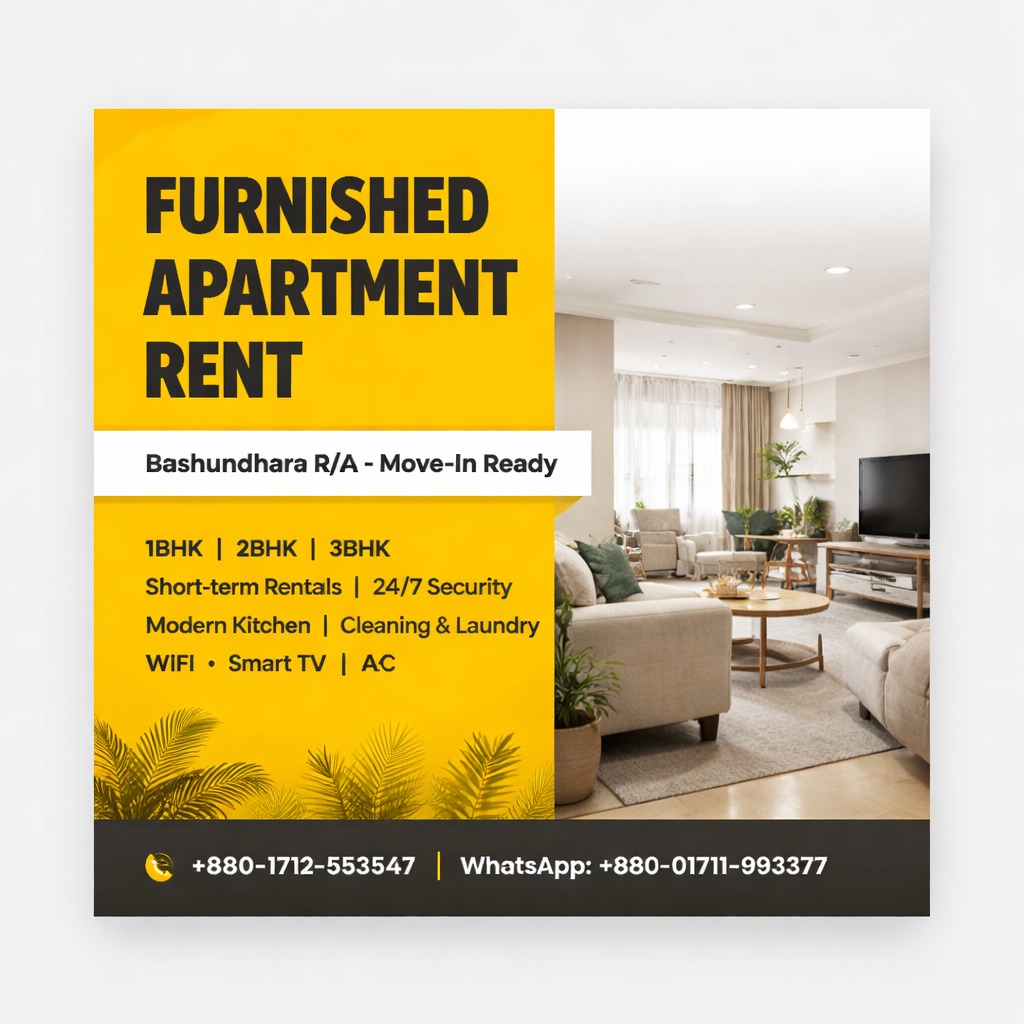 Fully Furnished 3 Bed Apartment | Bashundhara Dhaka