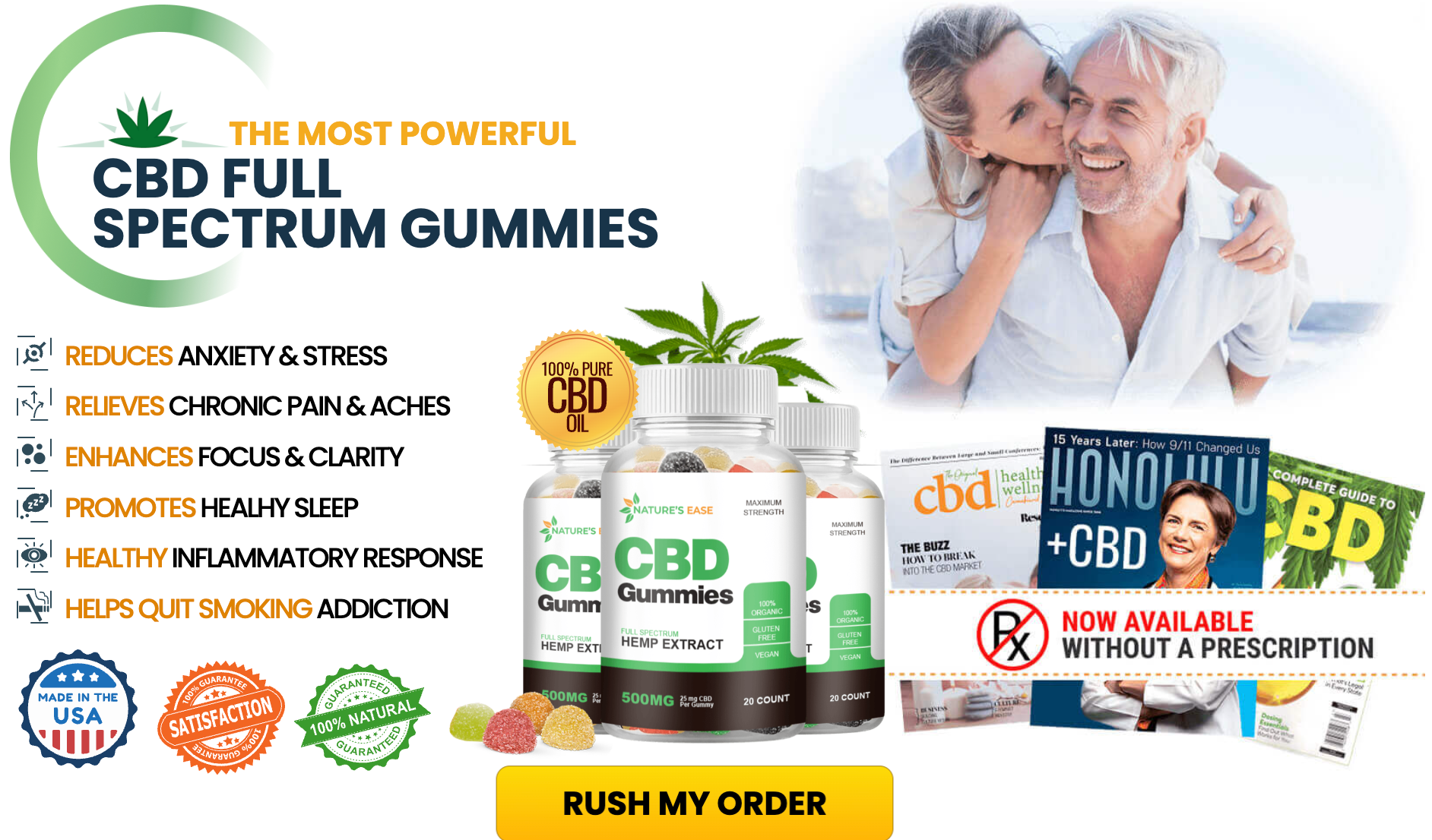 Natures Ease CBD Gummies™ Offer 30 Gummies per Bottle for Sustained Energy and Calm