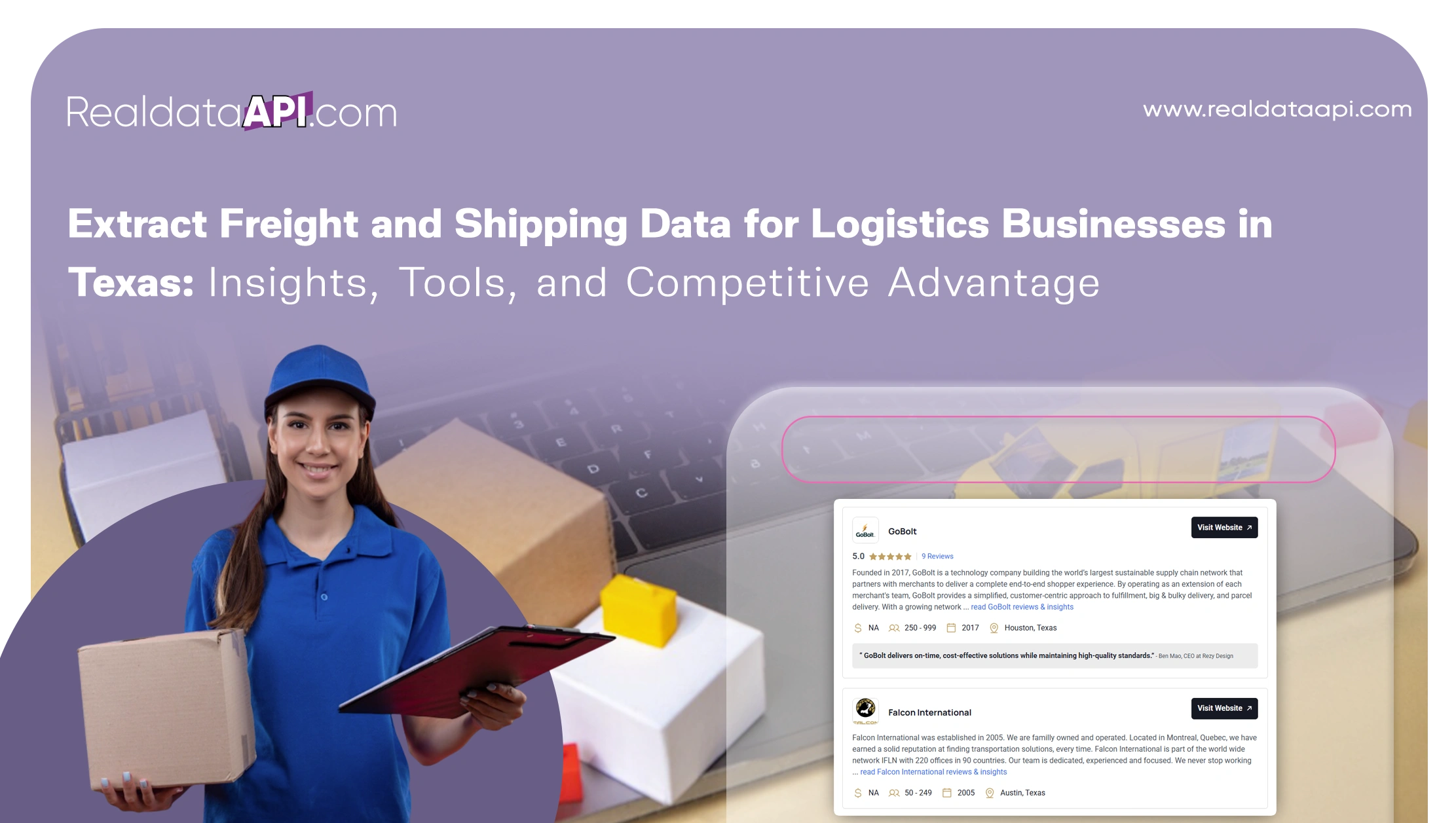 Extract freight and shipping data for logistics businesses in Texas
