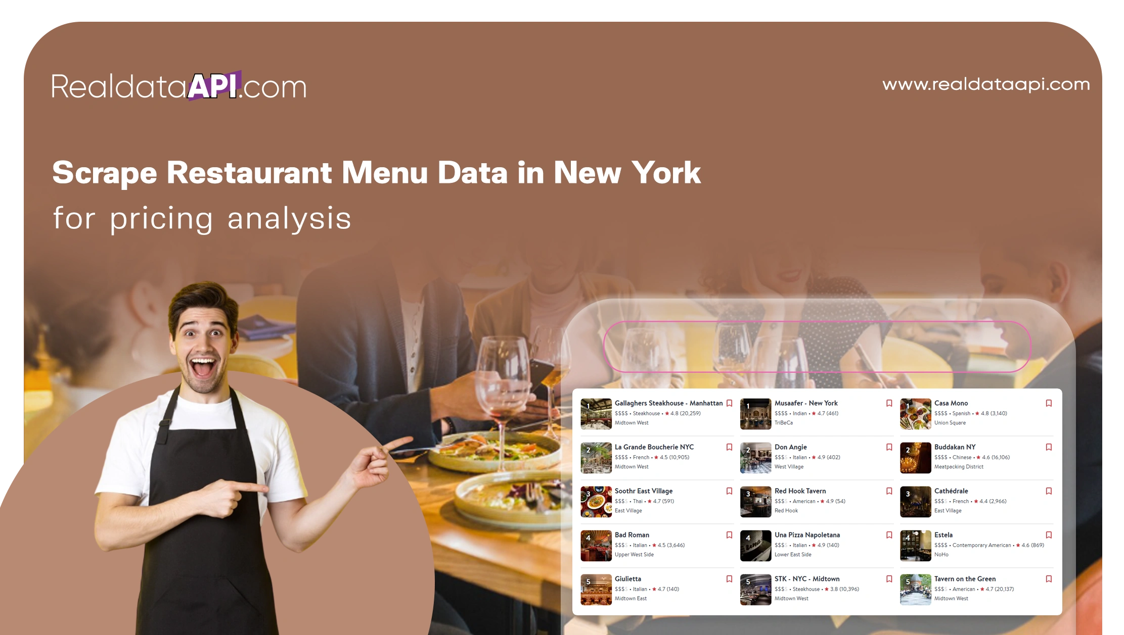 Scrape restaurant menu data in New York for pricing analysis