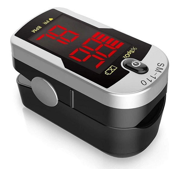 Deluxe SM-110 Two Way Display Finger Pulse Oximeter with Carry Case & Neck/Wrist Cord