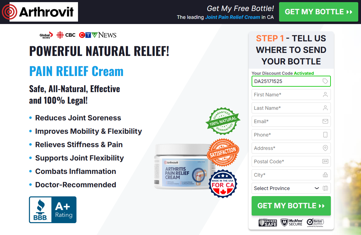 Arthrovit Arthritis Pain Relief Cream CA, AU, NZ Best Offer?