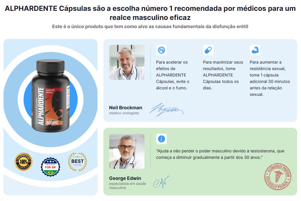 Alphardente Capsules Brazil Para um melhor desempenho sexual!