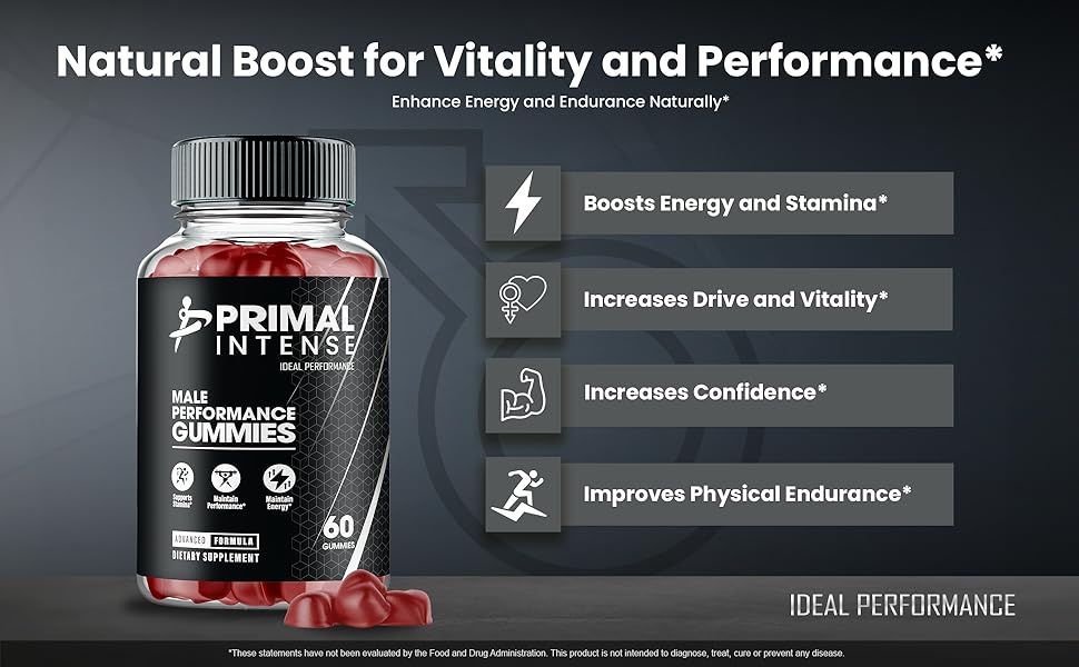 Primal Intense Male Enhancement Gummies Magnum Blood Flow Sexual Peak Performance