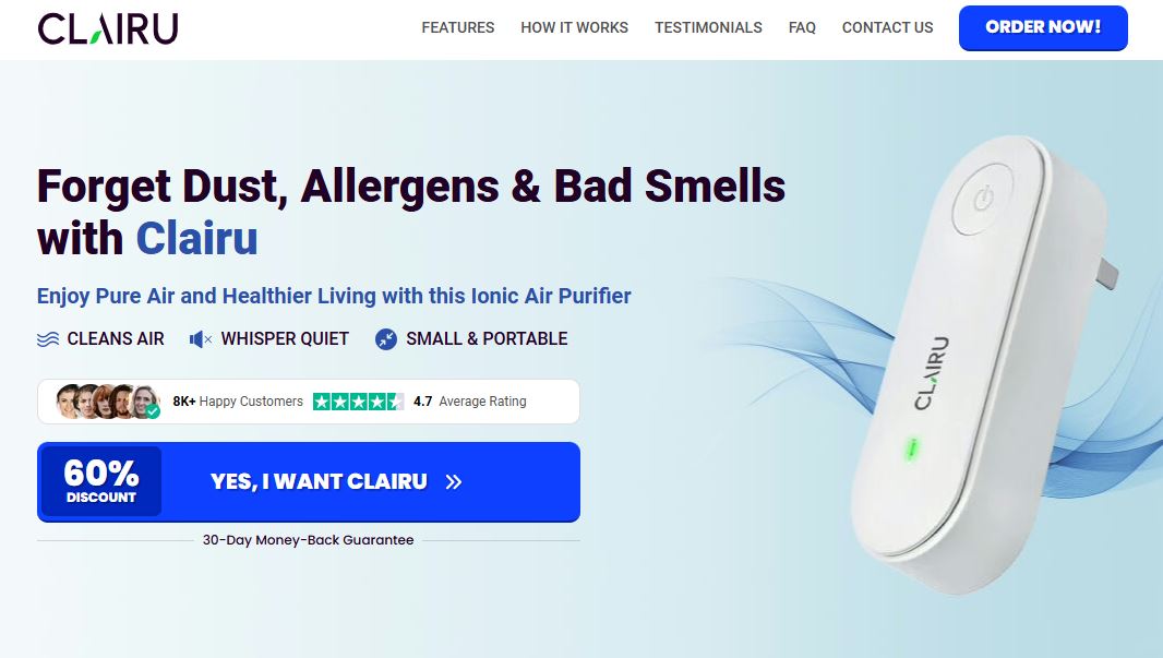 Clairu Air Purifier UK (Latest Update): Ingredients, Benefits, Pros & Cons, Price Details & Best Purchase Offers!