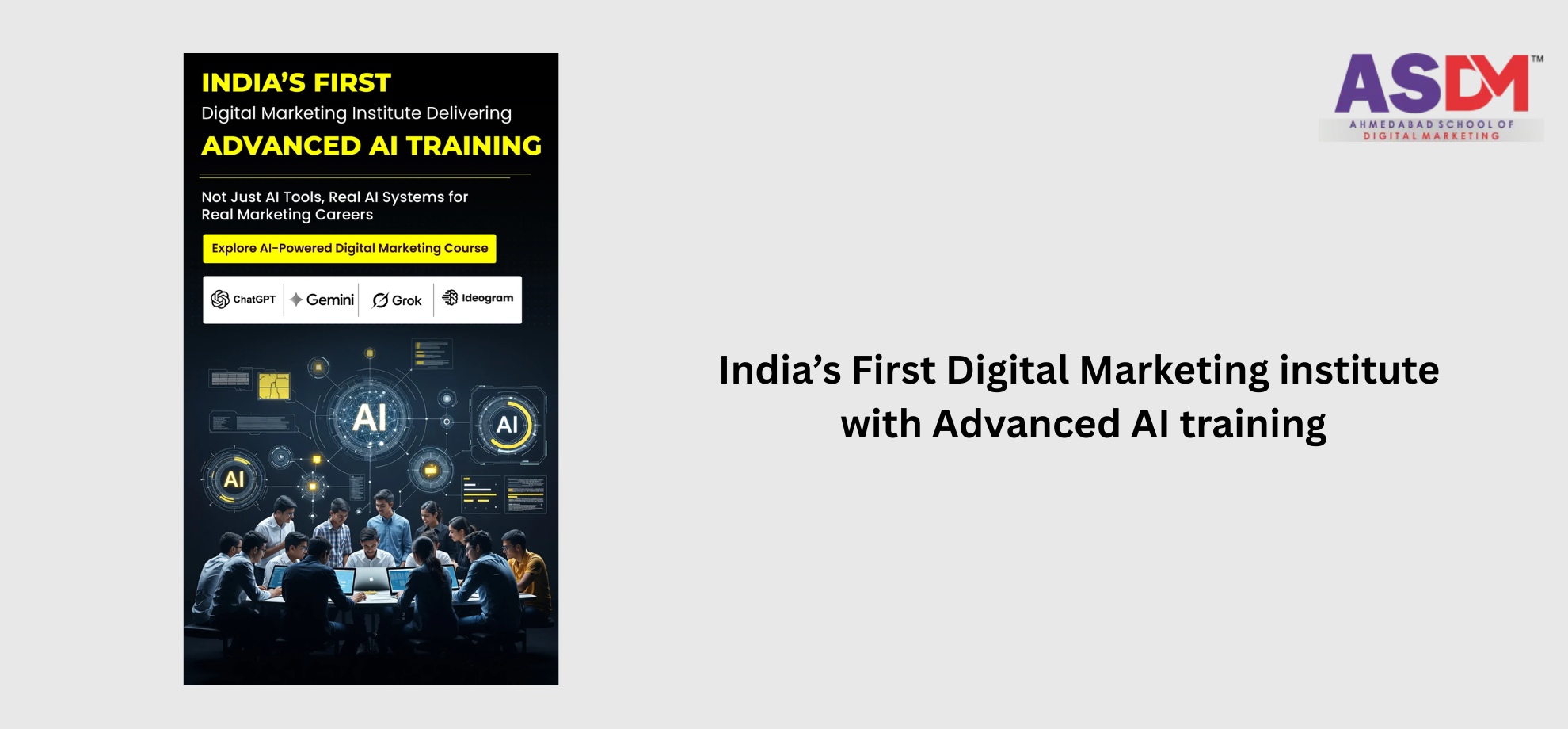 India's First Digital Marketing institute with Advanced AI training
