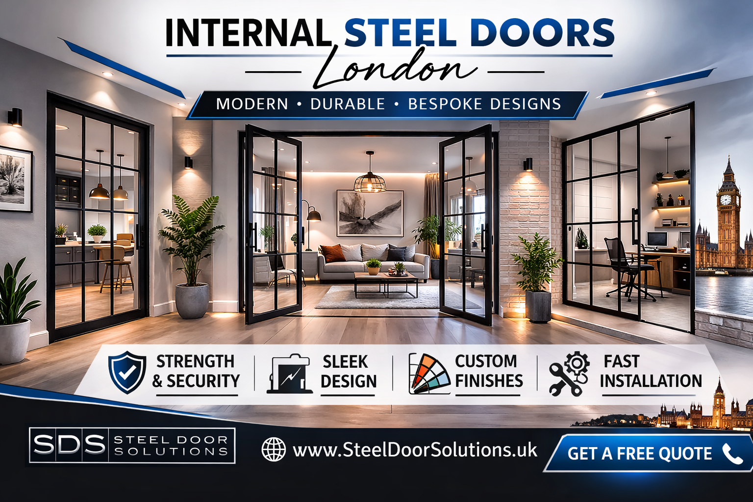 Internal Steel Doors London – Modern Strength with Timeless Style