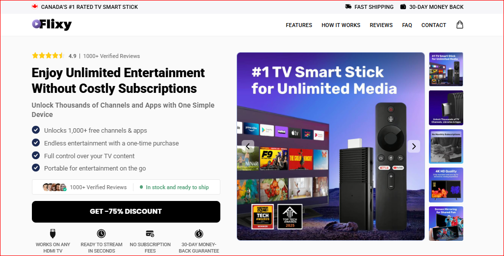 Flixy Stick Canada – Stream TV, Movies, Sports & More