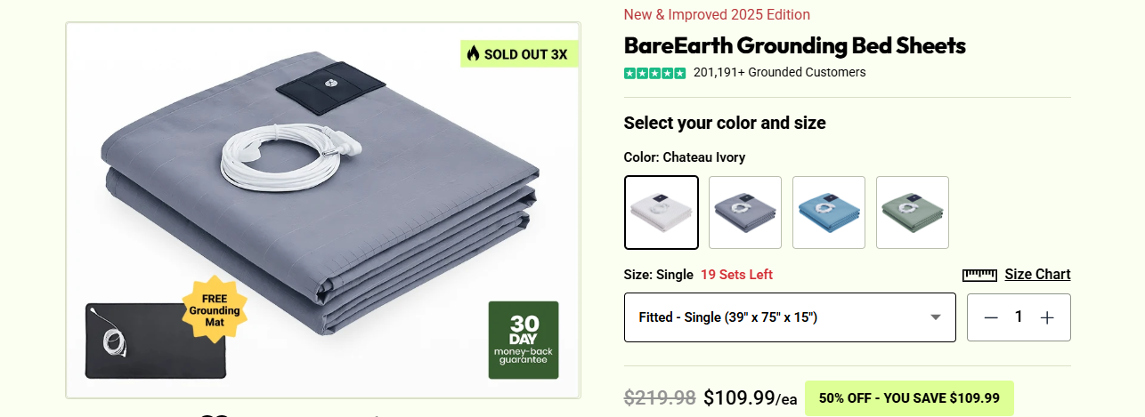 BareEarth Grounding Bed Sheets –[Health Discovery] The Earth-Connected Secret for Better Living!