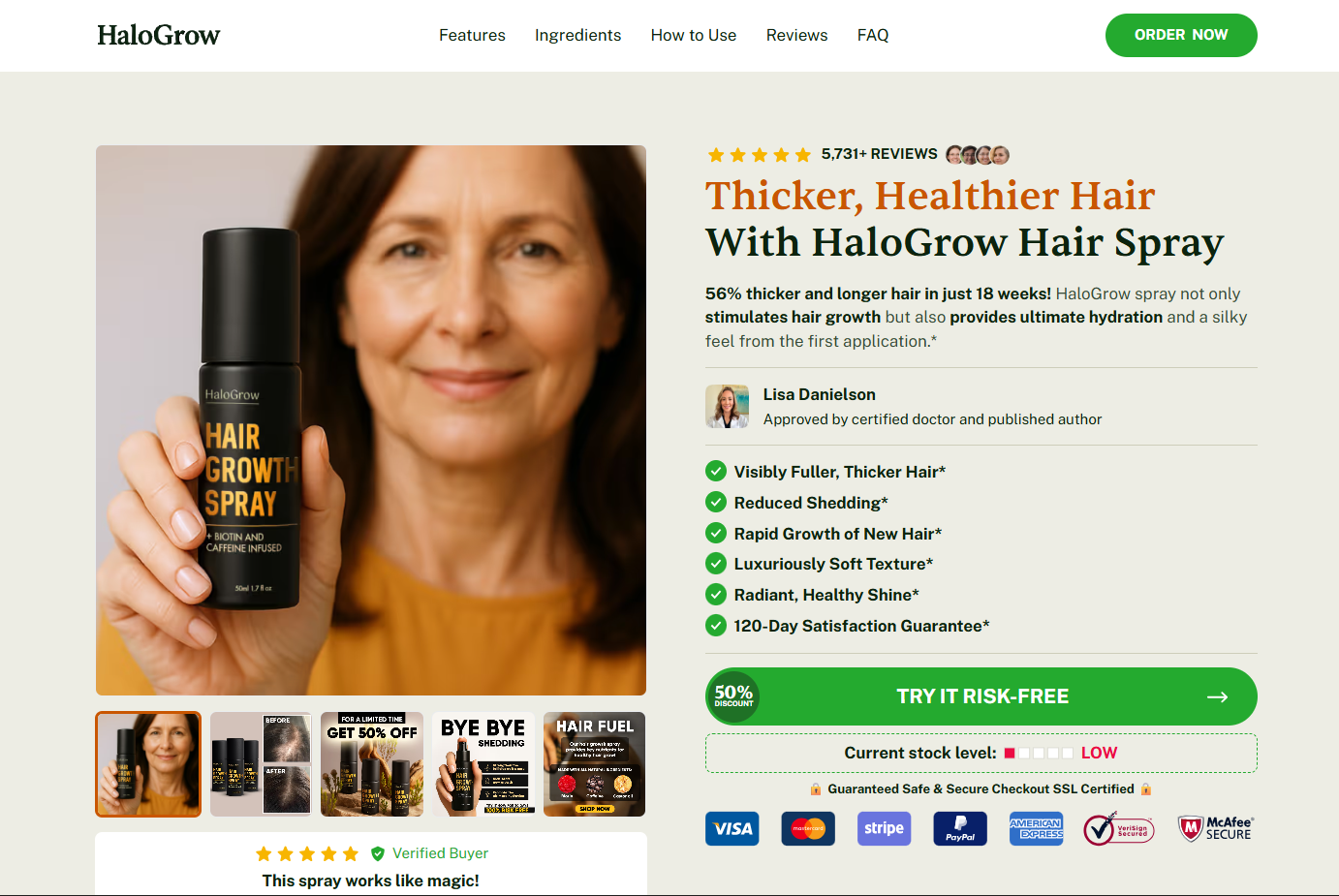 HaloGrow Hair Growth Spray Canada – Stop Hair Fall and Stimulate New Growth Fast!