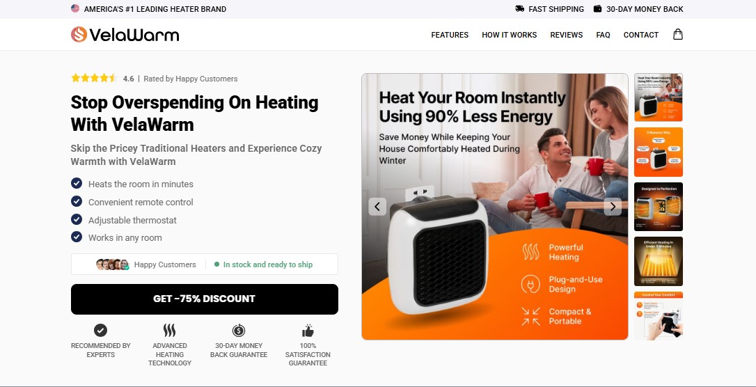 VelaWarm Heater Canada – Efficient, Portable, and Powerful Heating for Cold Seasons!
