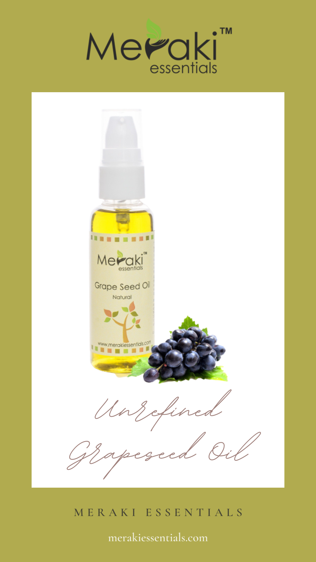 Unrefined Grapeseed  Essential Oil | Meraki Essentials