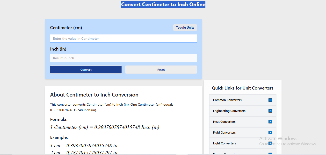 CM to Convert Inch – Easy Online