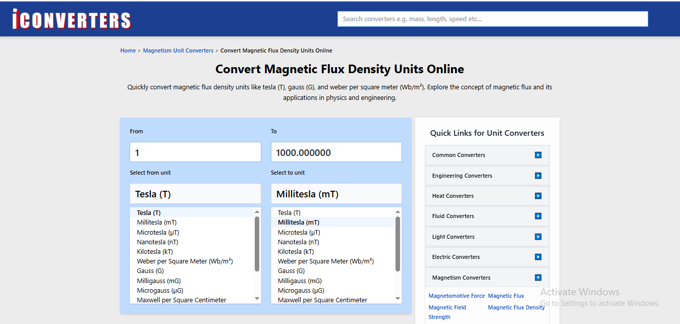 Convert Magnetic Flux Density Units Online – Fast & Accurate Tool