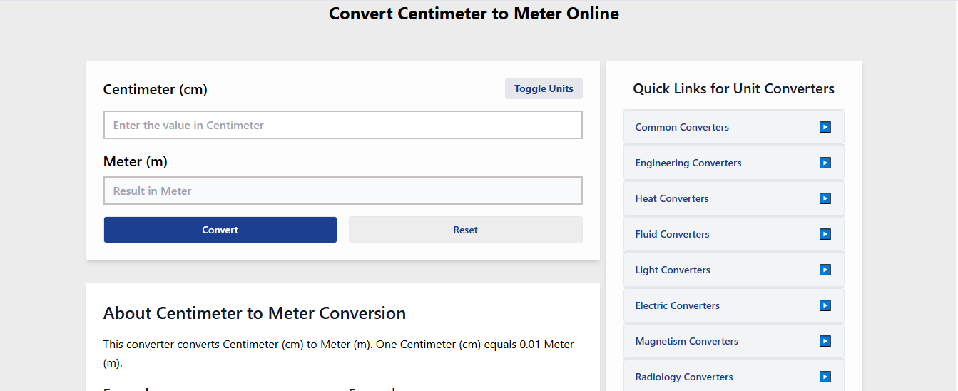 Centimeter to Meter Conversion – Quick & Accurate Online Calculator