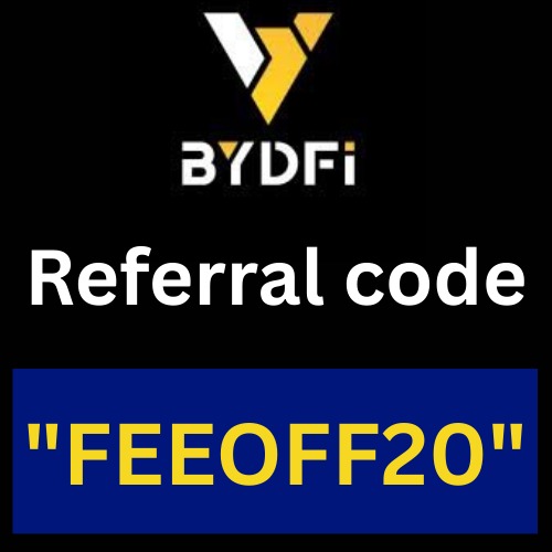 BYDFi Referral code "FEEOFF20" Get 20% Off On Trading Fees