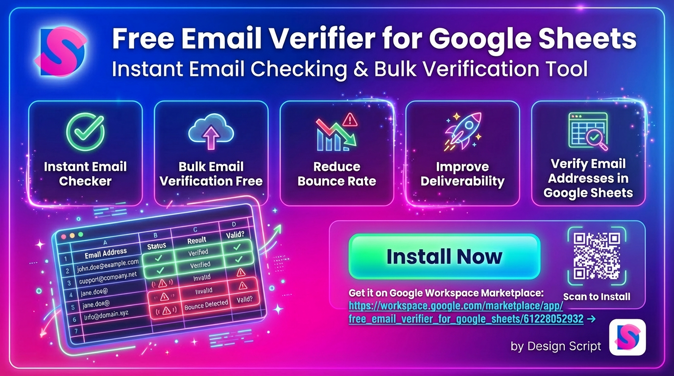 Free Email Verifier for Google Sheets | Instant Email Checker