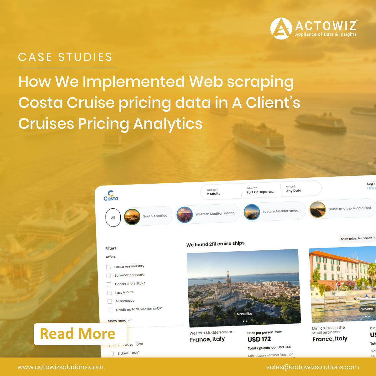 Web scraping Costa Cruise pricing data for Cruises Pricing Analytics