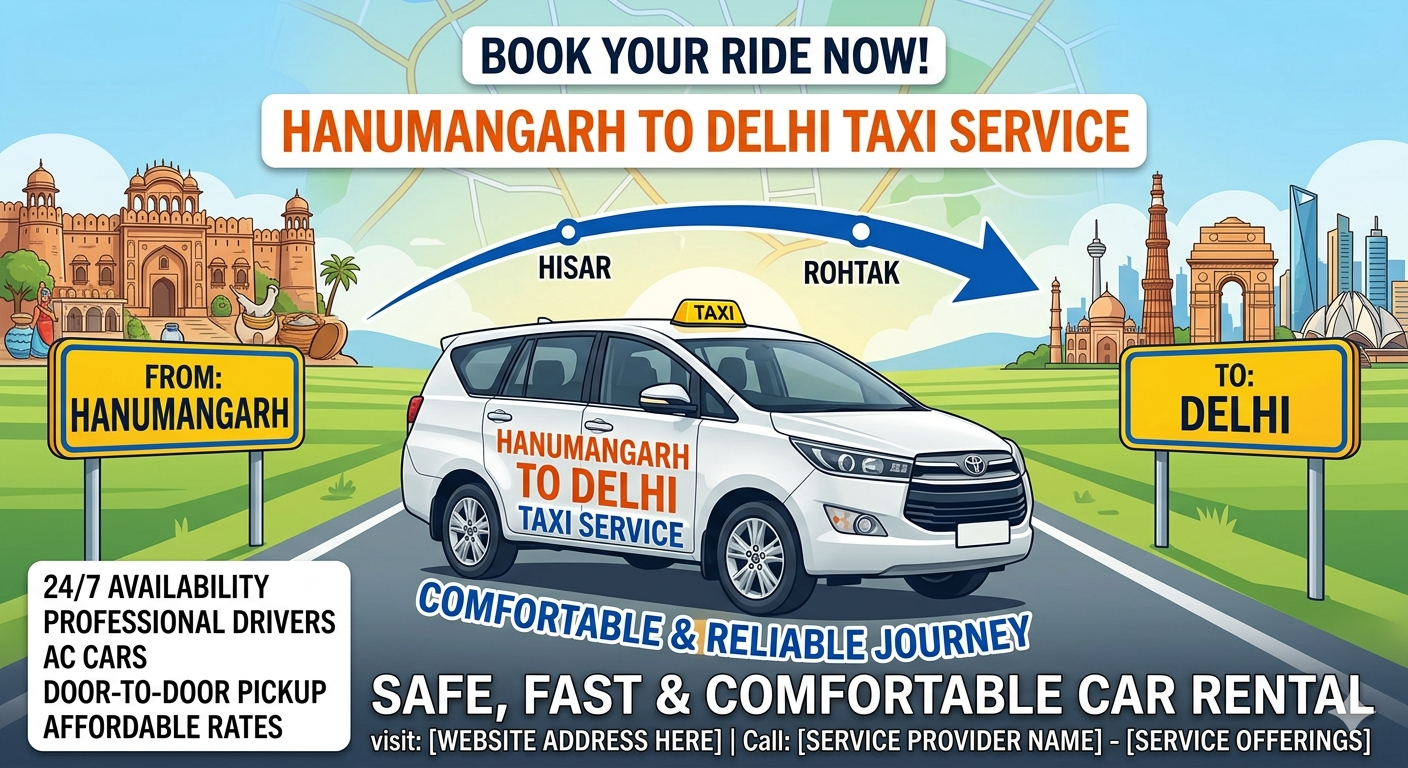 Book Hanumangarh to Delhi Taxi Service for a Comfortable Journey