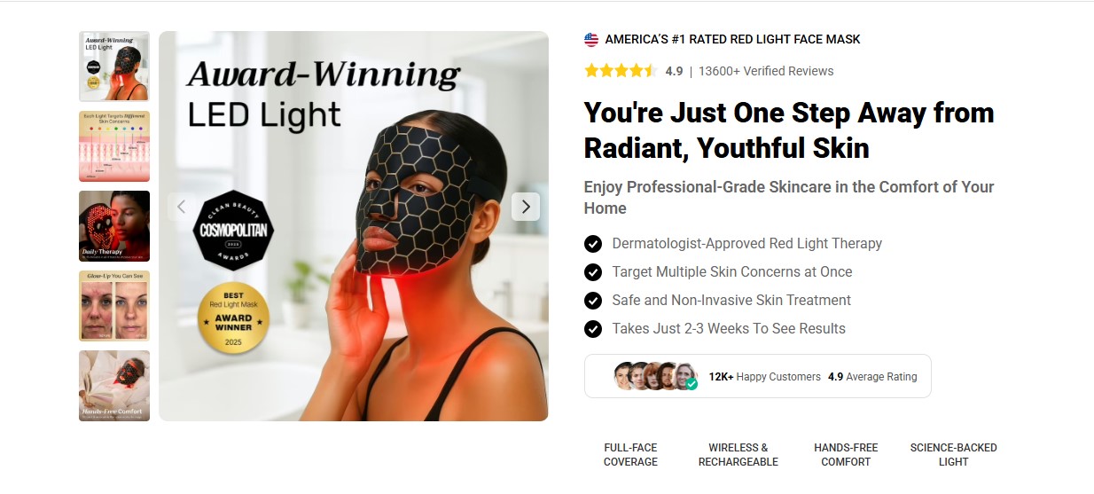 NuroDerm Red Light Mask – [NO PAIN, NO NEEDLES] Safe LED Therapy for Youthful Skin!