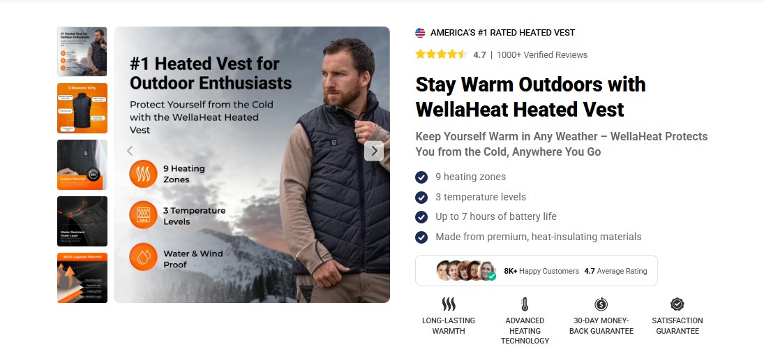 WellaHeat Heated Vest – [CUSTOMER FAVORITE] Built to Keep You Warm Without Bulk