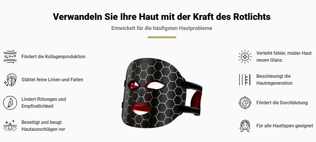 NuroDerm Red Light Maske – Professionelle LED-Hauttherapie für Zuhause