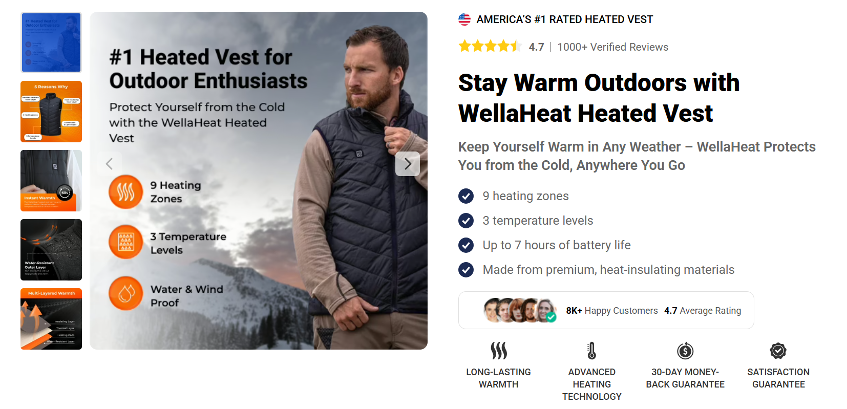 WellaHeat Heated Vest Weather-Ready Heating Vest
