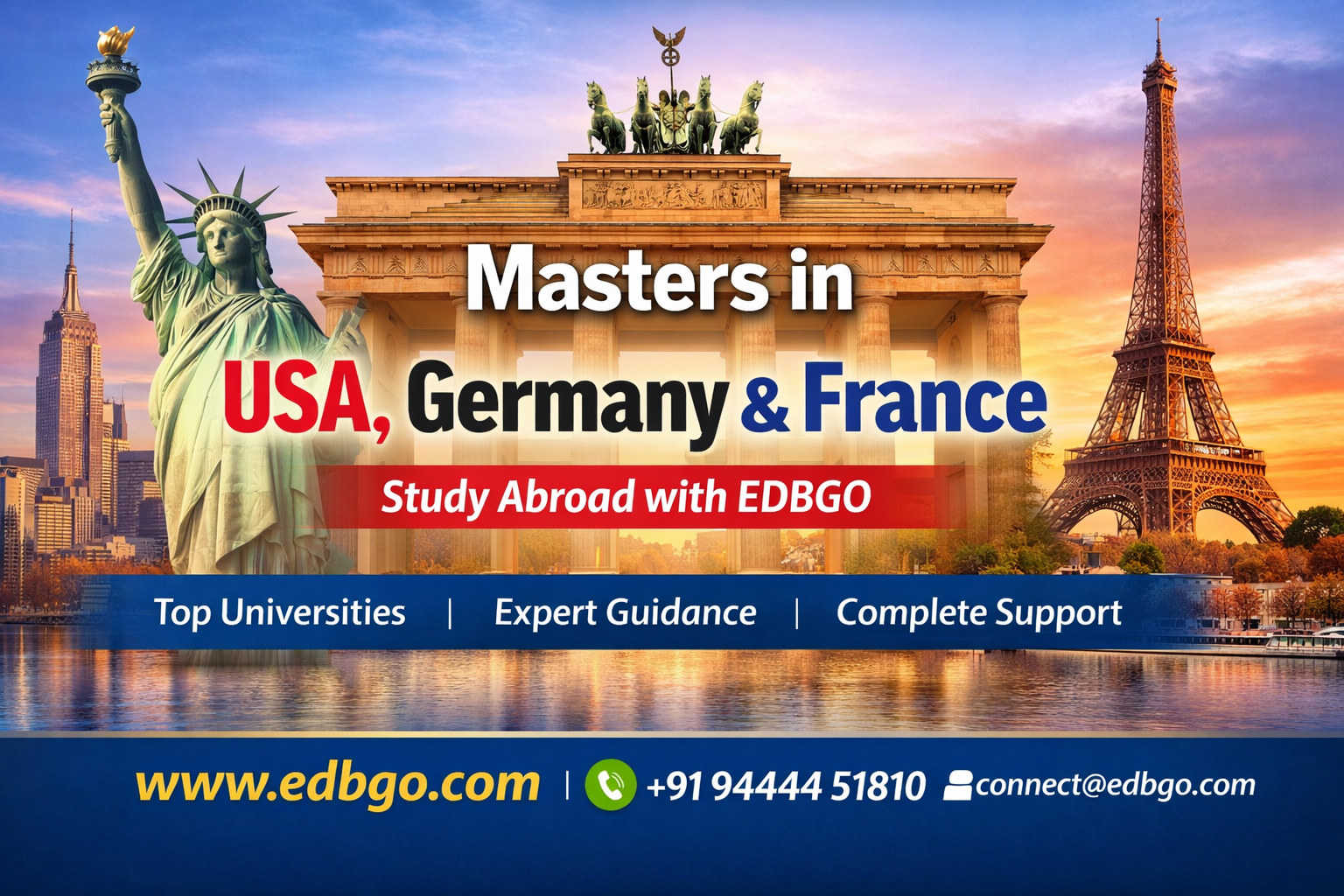 Pursue Your Masters in USA, Germany & France with EDBGO