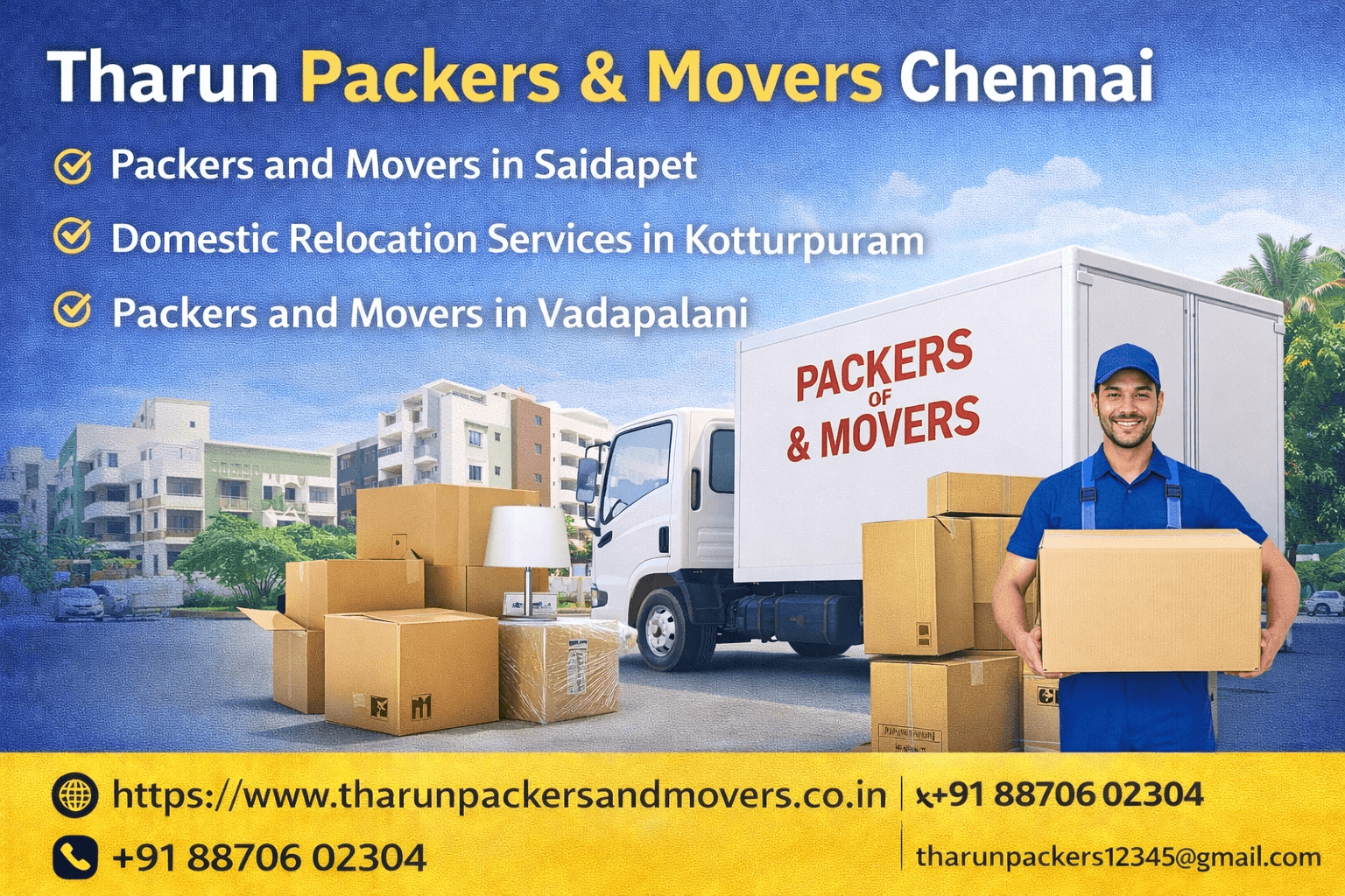 Reliable Packers and Movers in Saidapet, Kotturpuram & Vadapalani – Tharun Packers & Movers Chennai