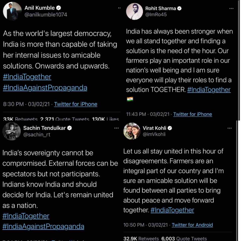 Virat Kohli, Sachin Tendulkar And Others Voice Their Opinions Against Rihanna’s Tweet