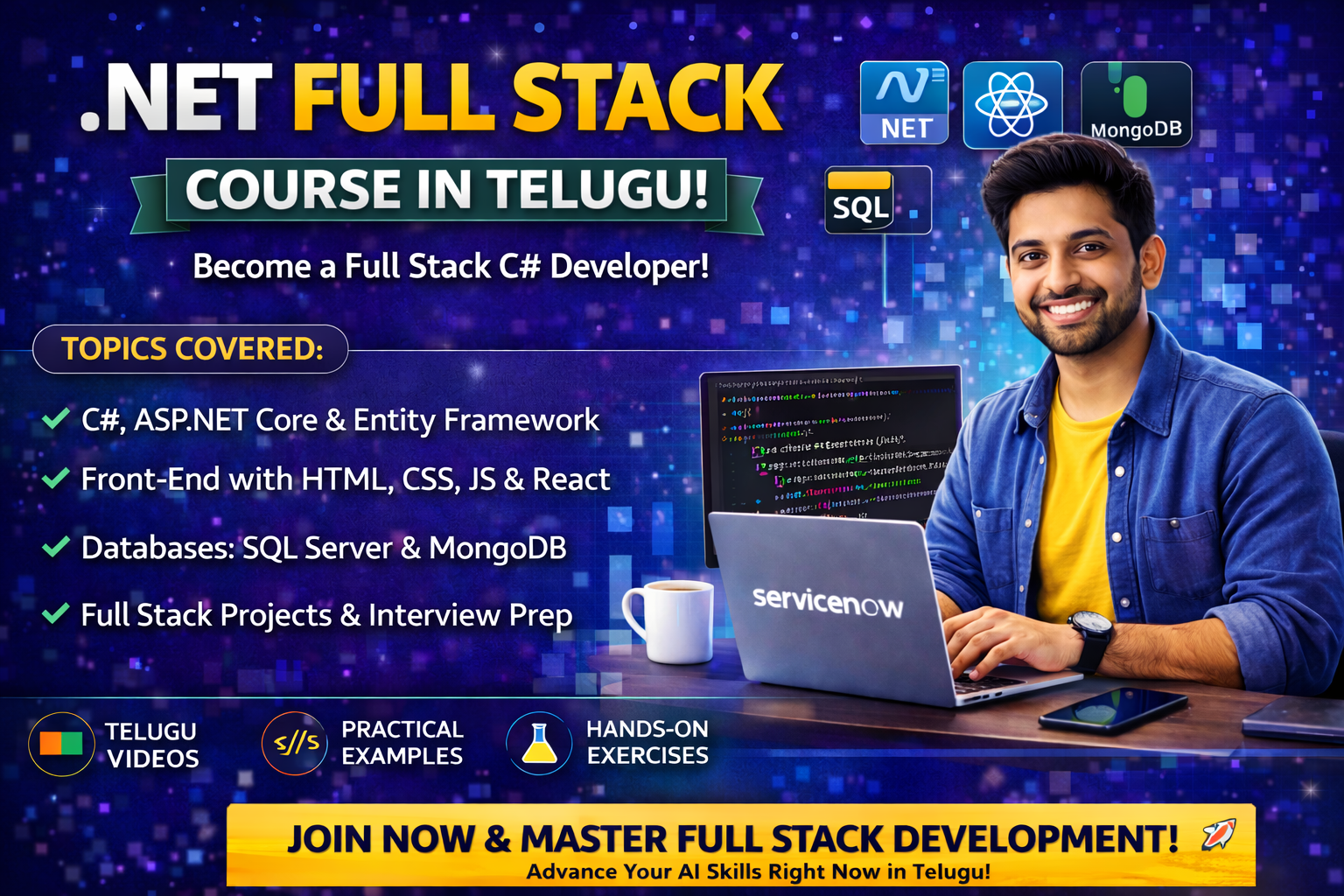 React.js Integration .NET Full Stack Course in Telugu