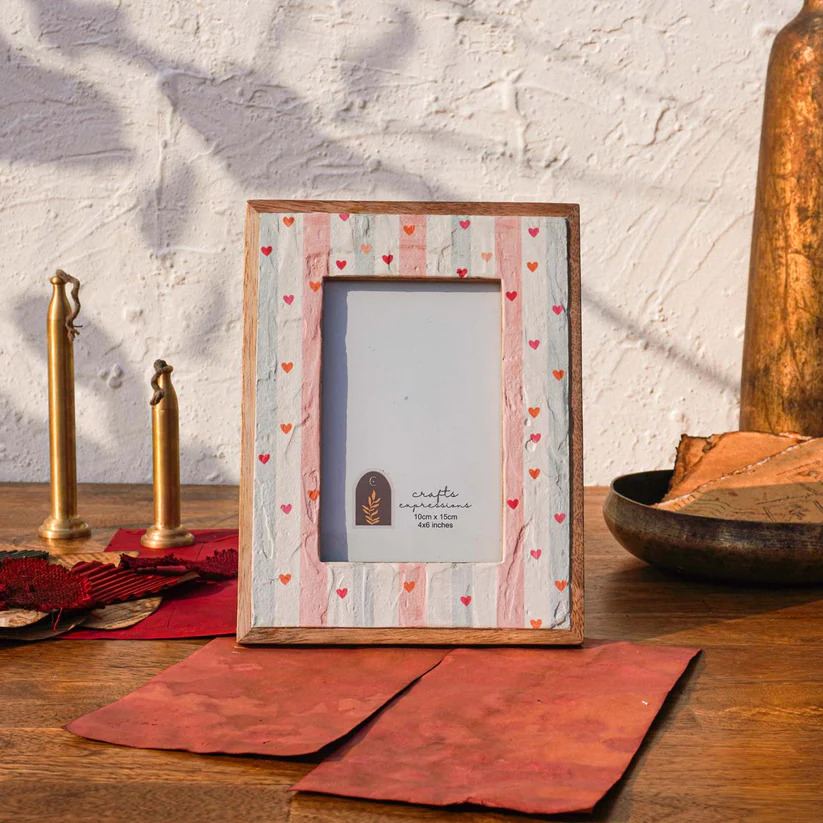 Morning Love Wooden Photo Frame in Soft Peach Blush