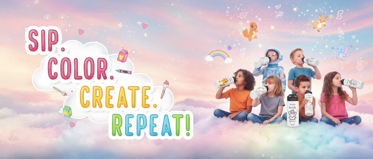 School-ready steel bottles with kids' favorite themes