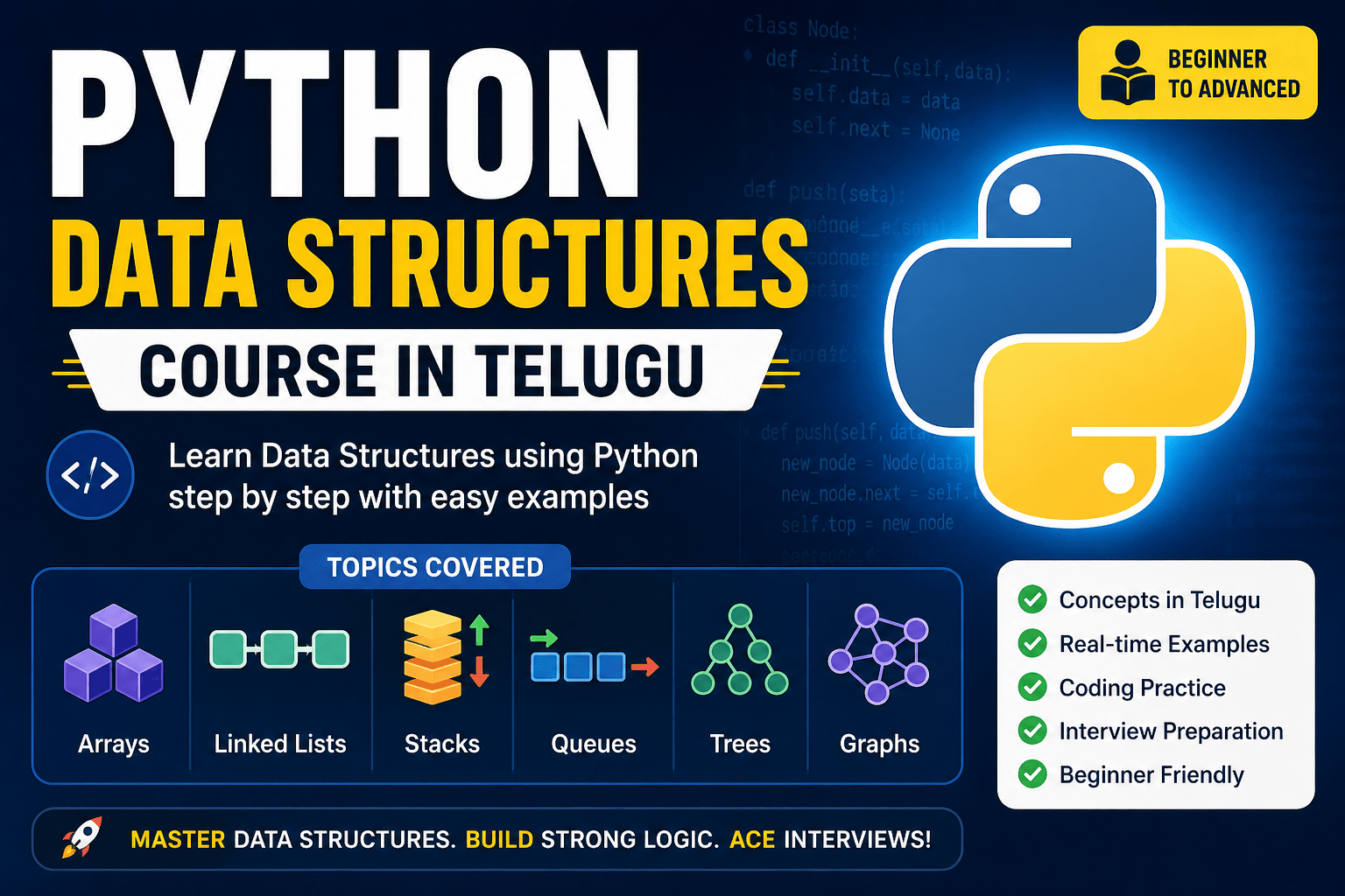 Python Data Structures Course in Telugu: From Basics to Advanced Concepts