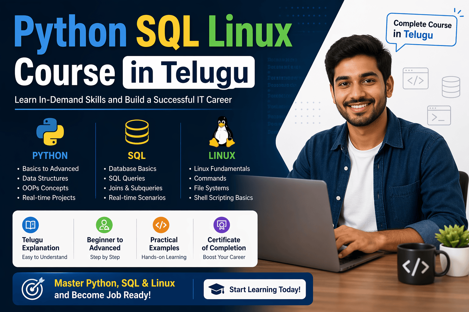 Learn Python SQL Linux in Telugu – Practical Training Guide