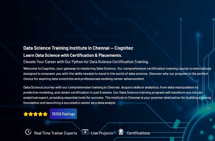 Invest in yourself with best data scientist training in chennai lessons.